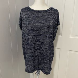 Lou & Grey slub tee shirt elastic tie waist Navy M